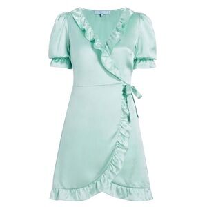 Hill House The Nima Dress 100% Silk Mint Wrap Mini Dress | U.S. Woman’s XSmall